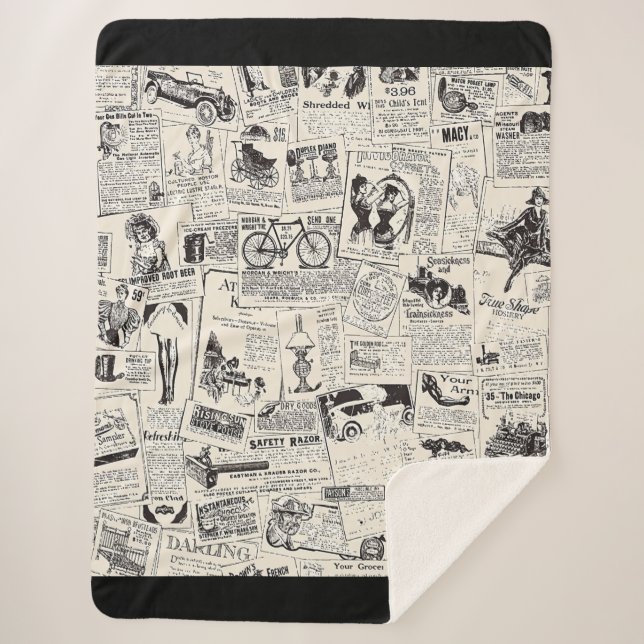Manta Sherpa Vintage Newspaper   (Anverso)