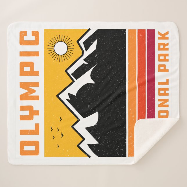 Manta Sherpa Vintage Olympic National Park Souvenir (Anverso (horizontal))