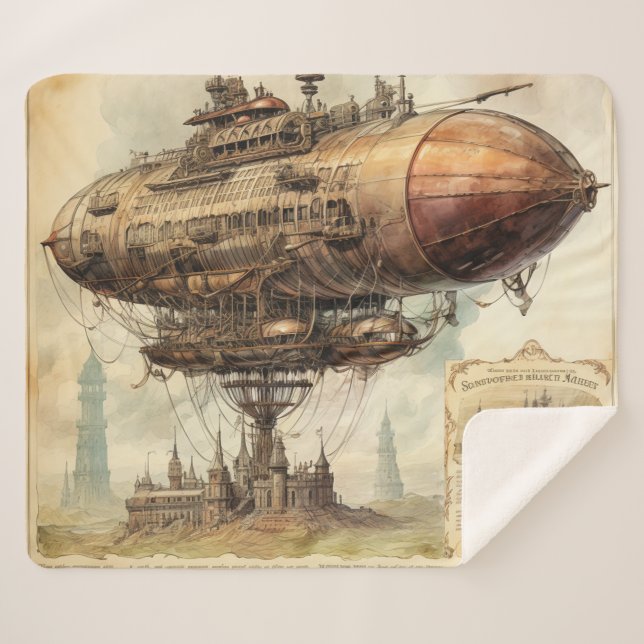 Manta Sherpa Vintage Steampunk Zeppelin (10) (Anverso (horizontal))