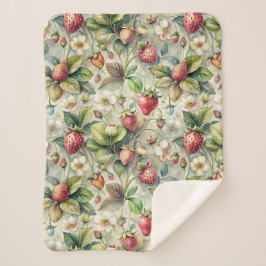 Manta Sherpa Vintage Strawberry Garden Agua Botánica