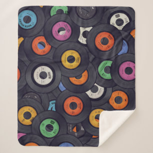 Manta Sherpa Vintage Vinyl Records Fondo de música