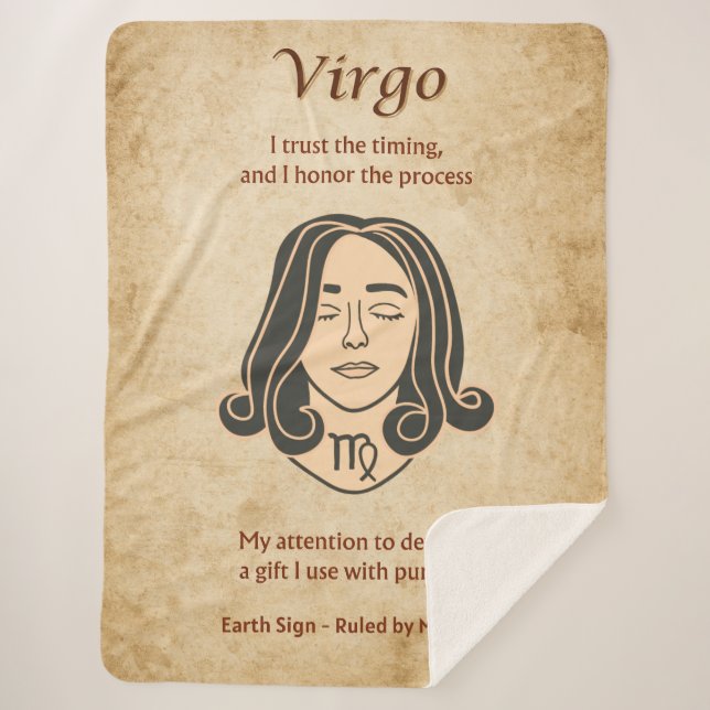 Manta Sherpa Virgo Zodiac with Mindful Strength Affirmations  (Anverso)