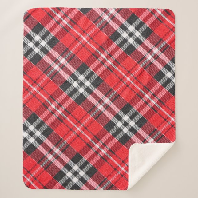 Manta Sherpa Vista superior del patrón de tela de Tartán (Anverso)