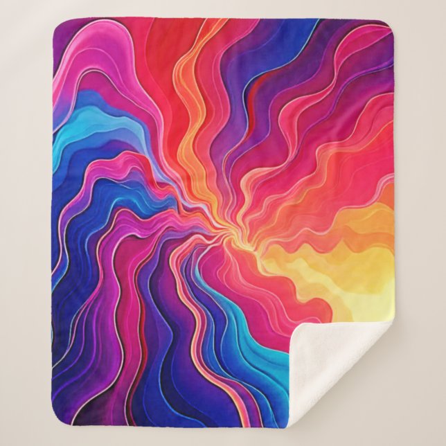 Manta Sherpa Vivid Waves: Abstract Neon Energy Flow Art (Anverso)