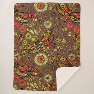 Manta Sherpa Volar, volar libélula sobre canela marrón