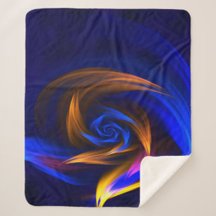 Manta Sherpa Vórtice azul de Sherpa y anaranjado combinado