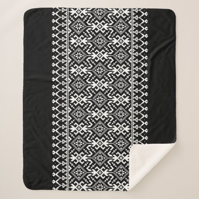 Manta Sherpa Vyshyvanka ucraniana: fusión de ornamentos étnicos (Anverso)