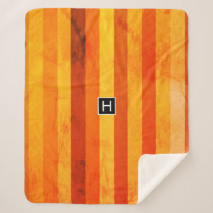 Manta Sherpa Warm Weathered Naranja Tiras Rojas Monograma