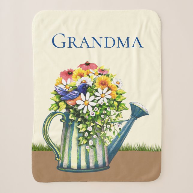 Manta Sherpa Water Can con flores silvestres (Anverso)