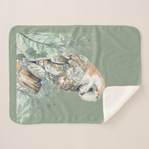 Manta Sherpa Watercolor Barn Owl Bird Wildlife Nature Art