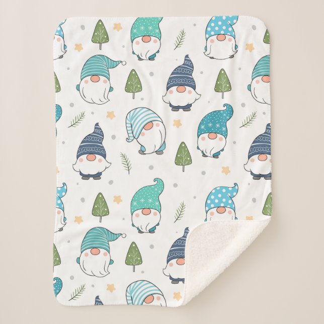 Manta Sherpa Watercolor Cute Personalizado Gnomes Forestales (Anverso)