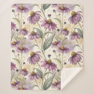 Manta Sherpa Watercolor Echinacea Purple & Gold
