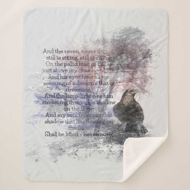 Manta Sherpa Watercolor Edgar Allan Poe The Raven Poem (Anverso)
