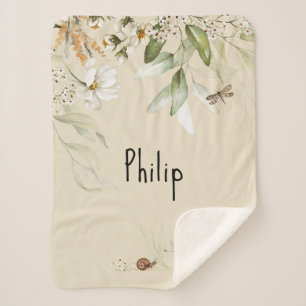 Manta Sherpa Watercolor Floral Drop Sherpa Stroller Boy Blanet