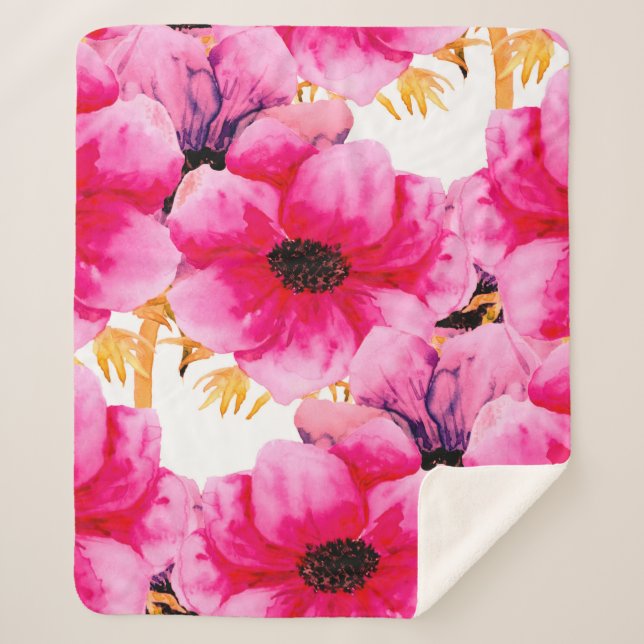 Manta Sherpa Watercolor flower seamless pattern background,beau (Anverso)
