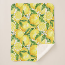 Manta Sherpa Watercolor Lemon Grove Seamless Pattern