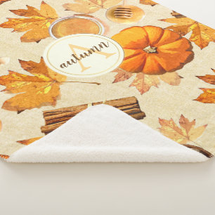 Manta Sherpa Watercolor Otumn Magic Vintage Scents Monograma