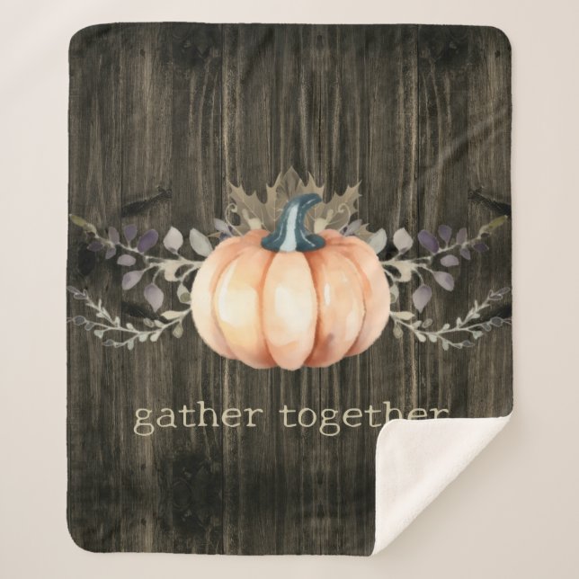 Manta Sherpa Watercolor Pumpkin (Anverso)