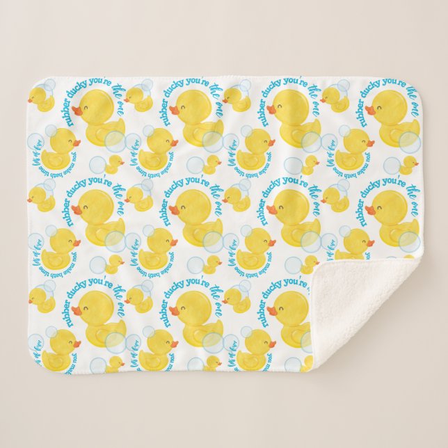 Manta Sherpa Watercolor Rubber Ducky Eres el único (Anverso (horizontal))