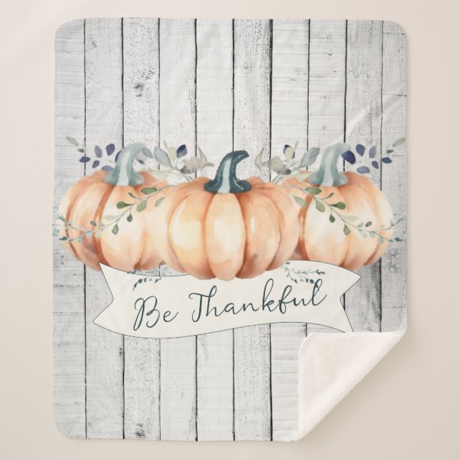 Manta Sherpa Watercolor Rustic Pumpkins (Anverso)