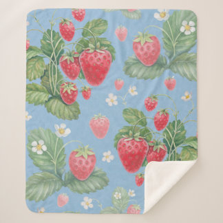 Manta Sherpa Watercolor strawberry pattern