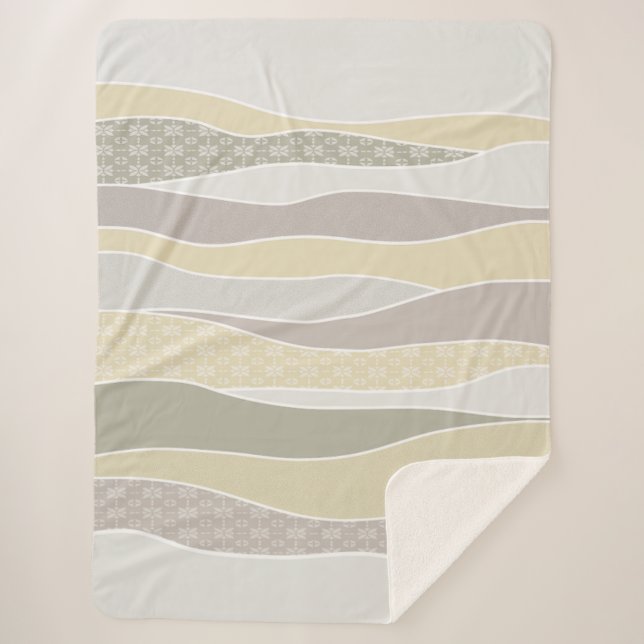 Manta Sherpa Wave curvada verde cálida rosa amarillo amarillo c (Anverso)