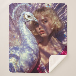 Manta Sherpa Weißer Pfau und Schönheit in rosa Eleganz