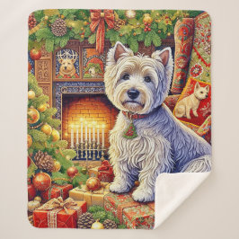 Manta Sherpa West Highland Terrier Holiday  Sherpa Blanket