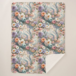 Manta Sherpa Whimsical Floral Swirls en Pastel
