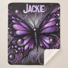 Manta Sherpa Whimsical Gothic Butterfly Purple Personalized