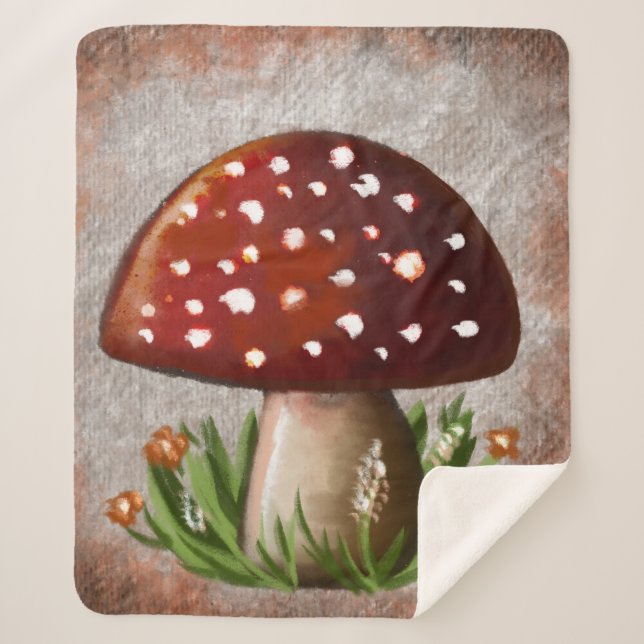 Manta Sherpa Whimsical Mushroom & Fungi Motif – Nature-Inspired (Anverso)