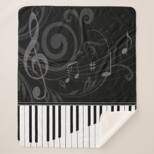 Manta Sherpa Whimsical Piano and Musical Notes
