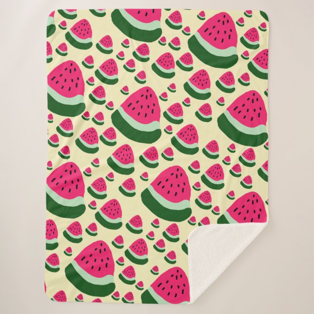 Manta Sherpa Whimsical Watermelons Cute Summer Fruit Pattern  (Anverso)