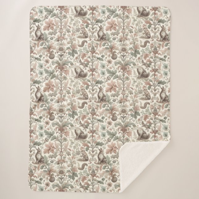 Manta Sherpa Whispers de Woodland: Elegancia de la naturaleza v (Anverso)