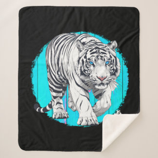 Manta Sherpa White Tiger Sherpa Blanket