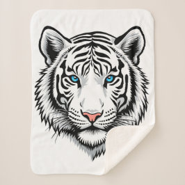 Manta Sherpa White tiger with blue eyes