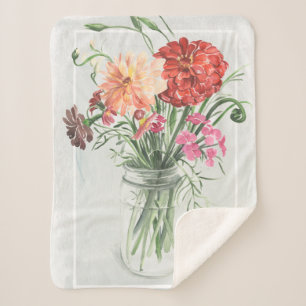 Manta Sherpa Wildflowers del verano - rosas y rojos