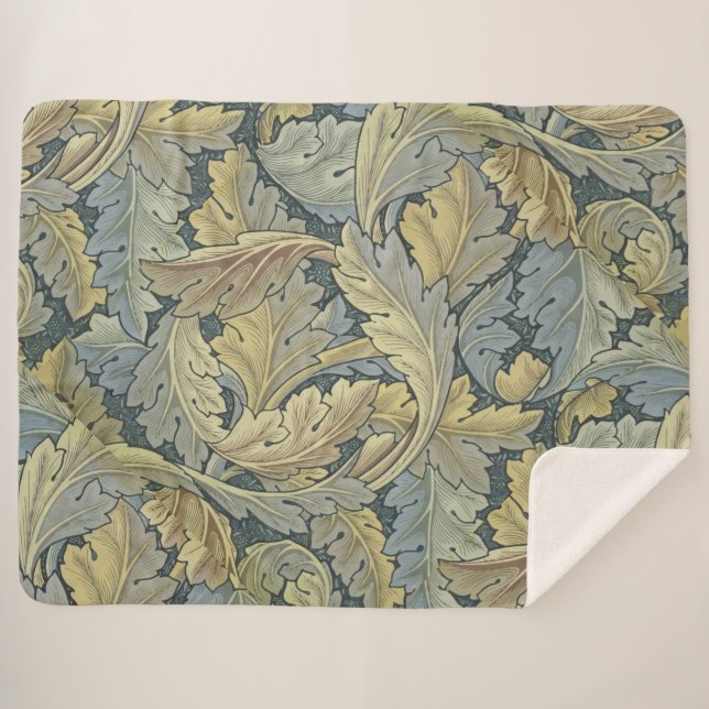 Manta Sherpa William Morris Acanthus deja el Art Nouveau floral (Anverso (horizontal))