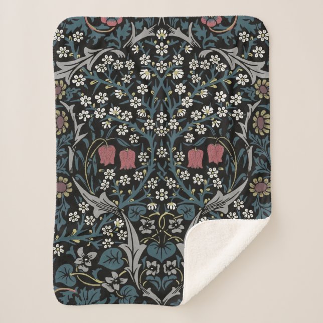 Manta Sherpa William Morris Blackthorn Floral Art Nouveau (Anverso)