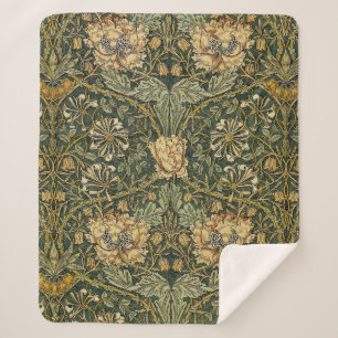 Manta Sherpa William Morris Honeysuckle Green Floral