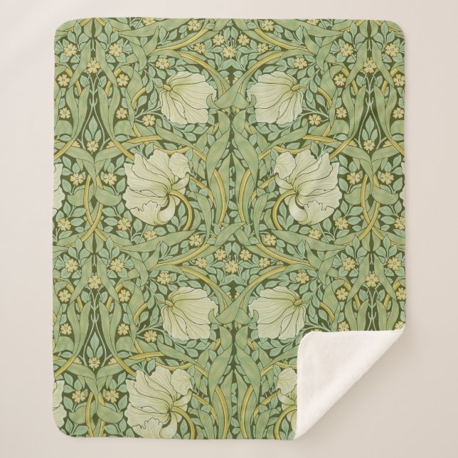 Manta Sherpa William Morris Pimpernel Floral Blue Wallpaper (Anverso)