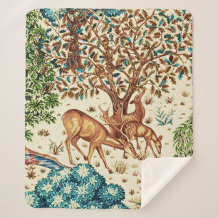 Manta Sherpa William Morris venado por un beige de tocino brook