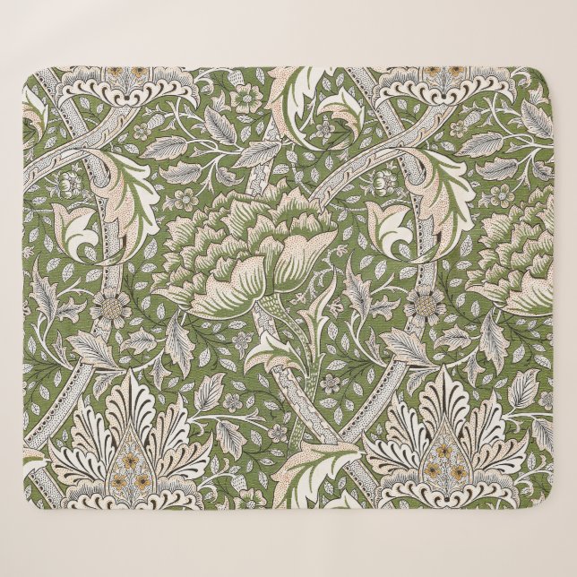 Manta Sherpa : William Morris Windrush Patrón Verde: Vintage (Anverso (horizontal))