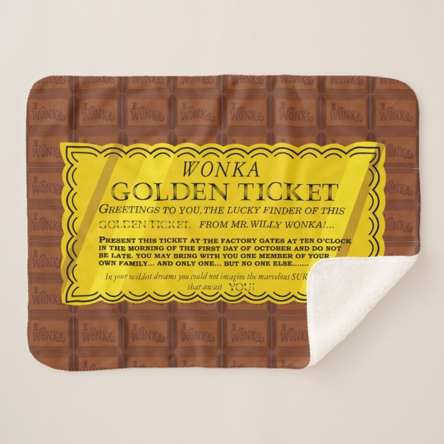 Manta Sherpa Willy Wonka Golden Ticket (Anverso (horizontal))