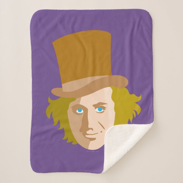 Manta Sherpa Willy Wonka Stenciled Face Graphic (Anverso)