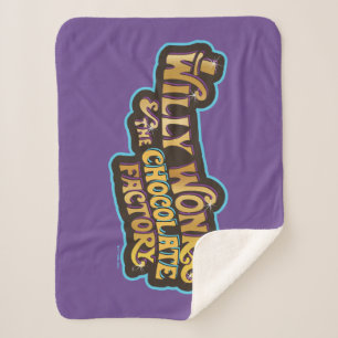 Manta Sherpa Willy Wonka y el logotipo de la fábrica de chocola