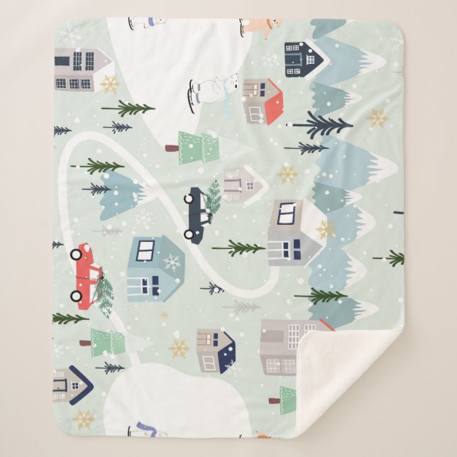 Manta Sherpa Winter Wonderland: Navidades de oso polar (Anverso)