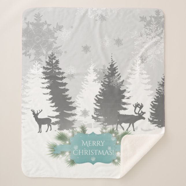 Manta Sherpa Winter Wonderland Sherpa Blanket - Verde azulado (Anverso)