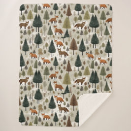 Manta Sherpa Winter Woodland Fox