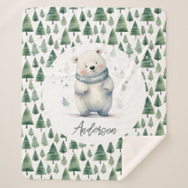 Manta Sherpa Winter Woodland Teddy Bear Name